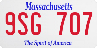 MA license plate 9SG707