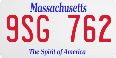 MA license plate 9SG762