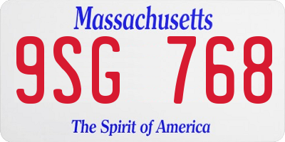 MA license plate 9SG768