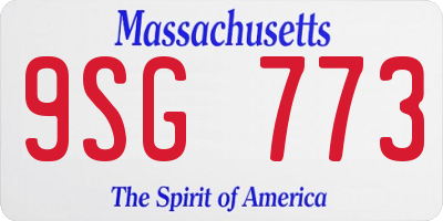 MA license plate 9SG773