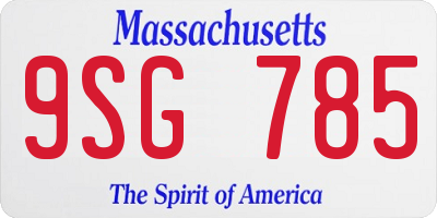 MA license plate 9SG785