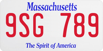 MA license plate 9SG789