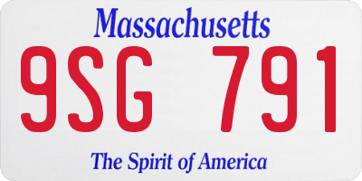 MA license plate 9SG791