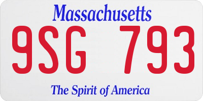 MA license plate 9SG793