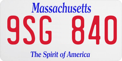 MA license plate 9SG840