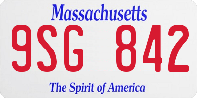 MA license plate 9SG842