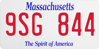 MA license plate 9SG844