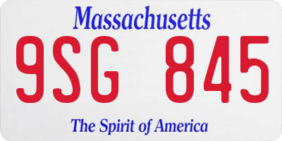 MA license plate 9SG845