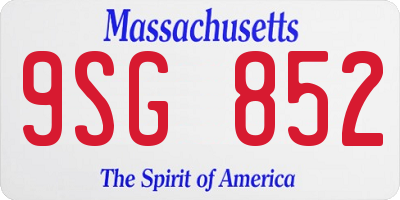 MA license plate 9SG852