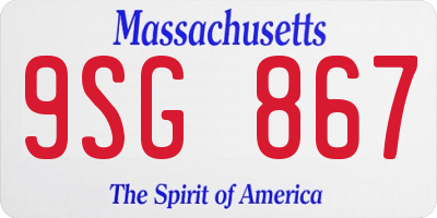 MA license plate 9SG867
