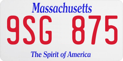 MA license plate 9SG875