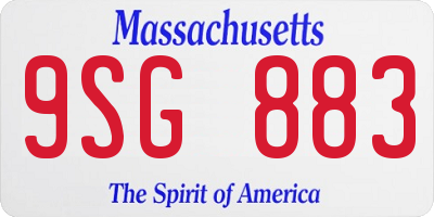 MA license plate 9SG883