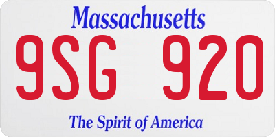 MA license plate 9SG920
