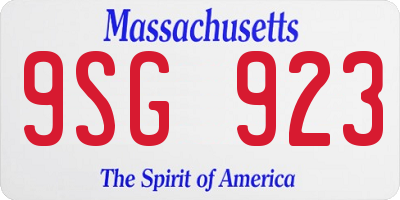 MA license plate 9SG923
