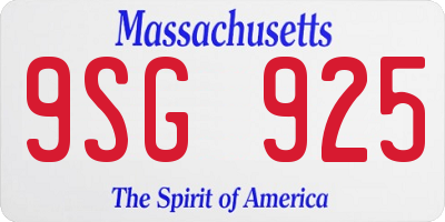 MA license plate 9SG925