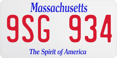 MA license plate 9SG934