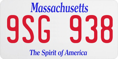 MA license plate 9SG938
