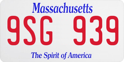 MA license plate 9SG939