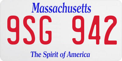 MA license plate 9SG942
