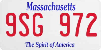 MA license plate 9SG972
