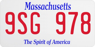MA license plate 9SG978