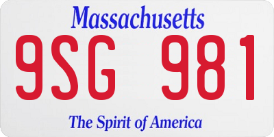 MA license plate 9SG981