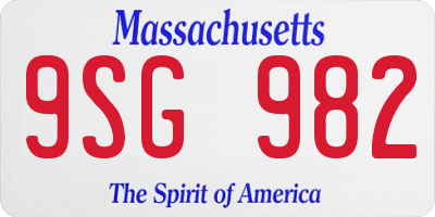 MA license plate 9SG982