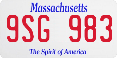 MA license plate 9SG983