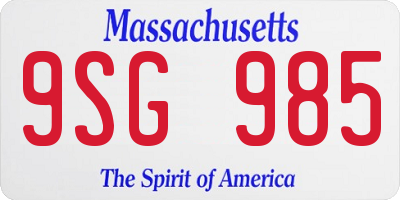 MA license plate 9SG985