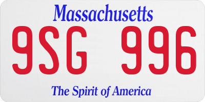 MA license plate 9SG996