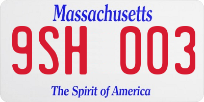 MA license plate 9SH003