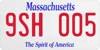 MA license plate 9SH005