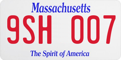 MA license plate 9SH007