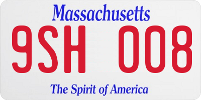 MA license plate 9SH008