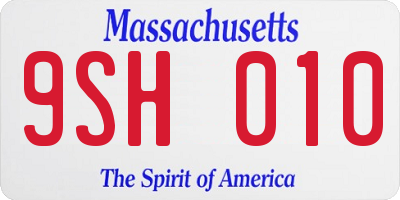 MA license plate 9SH010