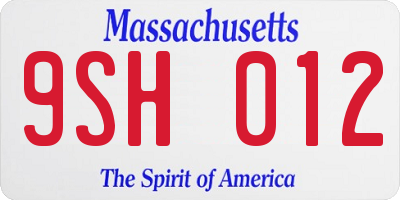 MA license plate 9SH012