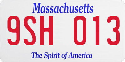 MA license plate 9SH013