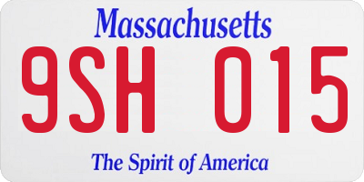 MA license plate 9SH015