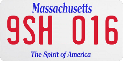 MA license plate 9SH016