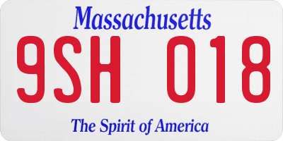 MA license plate 9SH018