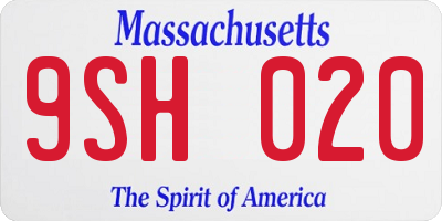 MA license plate 9SH020