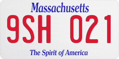 MA license plate 9SH021