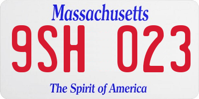 MA license plate 9SH023