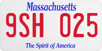 MA license plate 9SH025