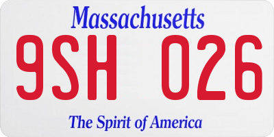 MA license plate 9SH026