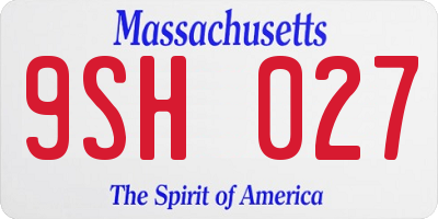 MA license plate 9SH027