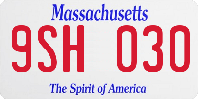 MA license plate 9SH030