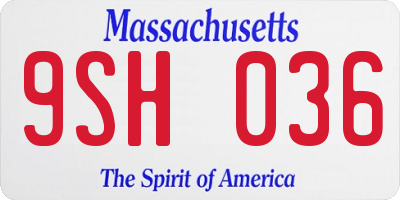 MA license plate 9SH036