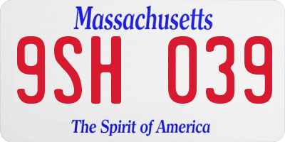 MA license plate 9SH039