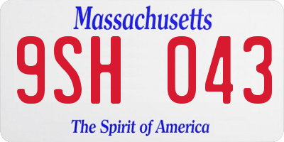 MA license plate 9SH043